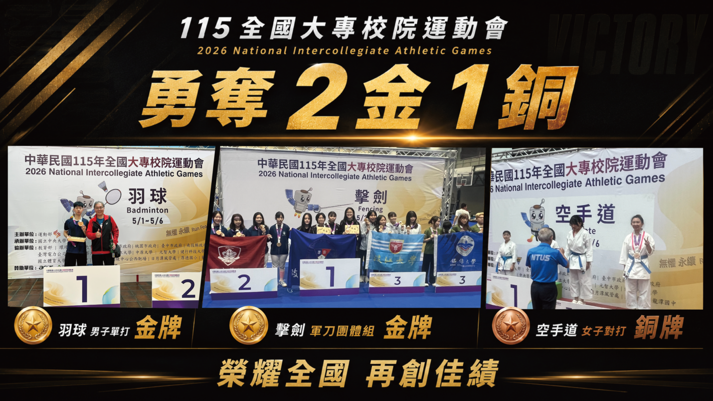 115全國大專校院運動會「致理勇奪2金1銅」圖片